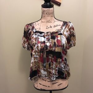 Dressbarn Sz M Blouse Puffed Cap Sleeve